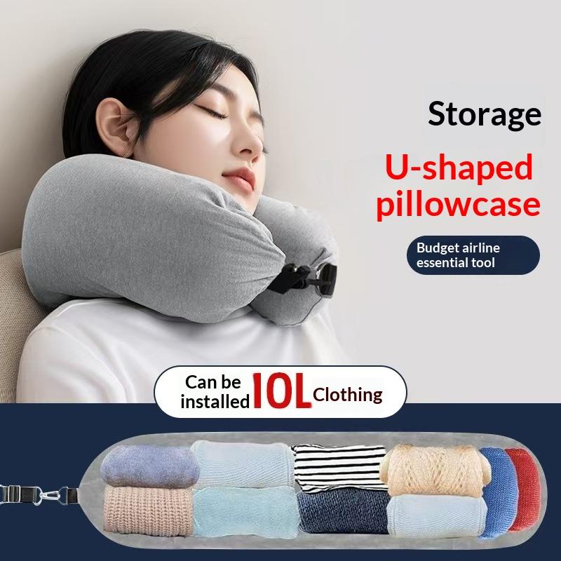 Travel Pillow Inflatable - `Travel Neck Pillow With Fillable Clothing