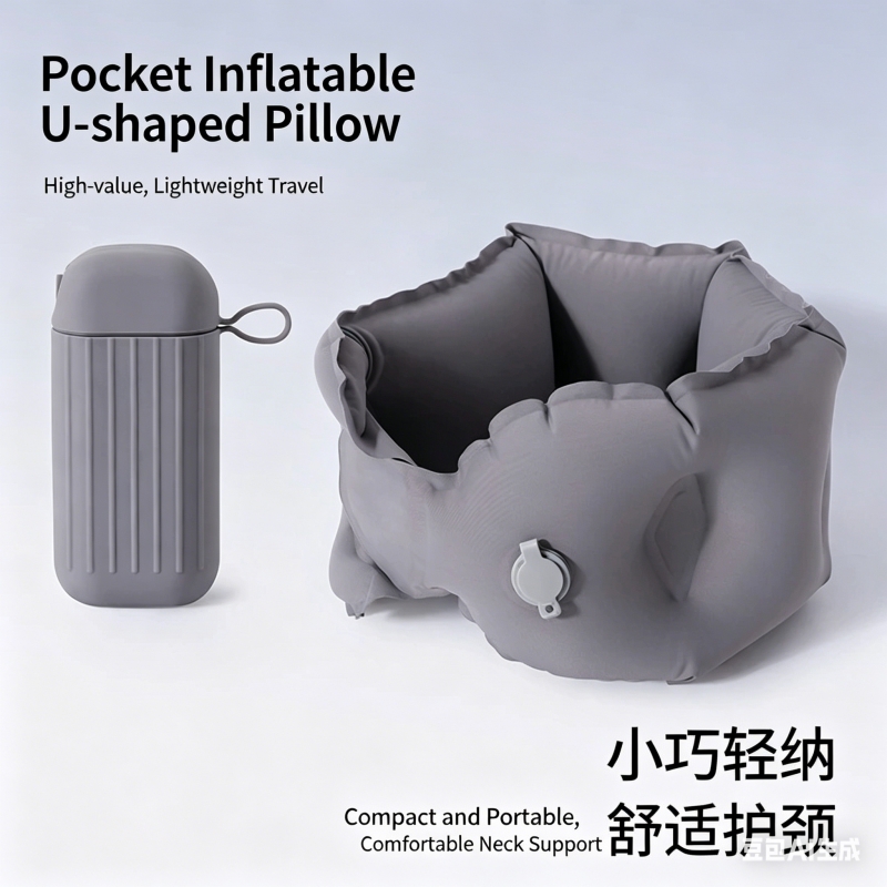 Travel Pillow Inflatable - Inflatable U-shaped pillow, foldable and portable,