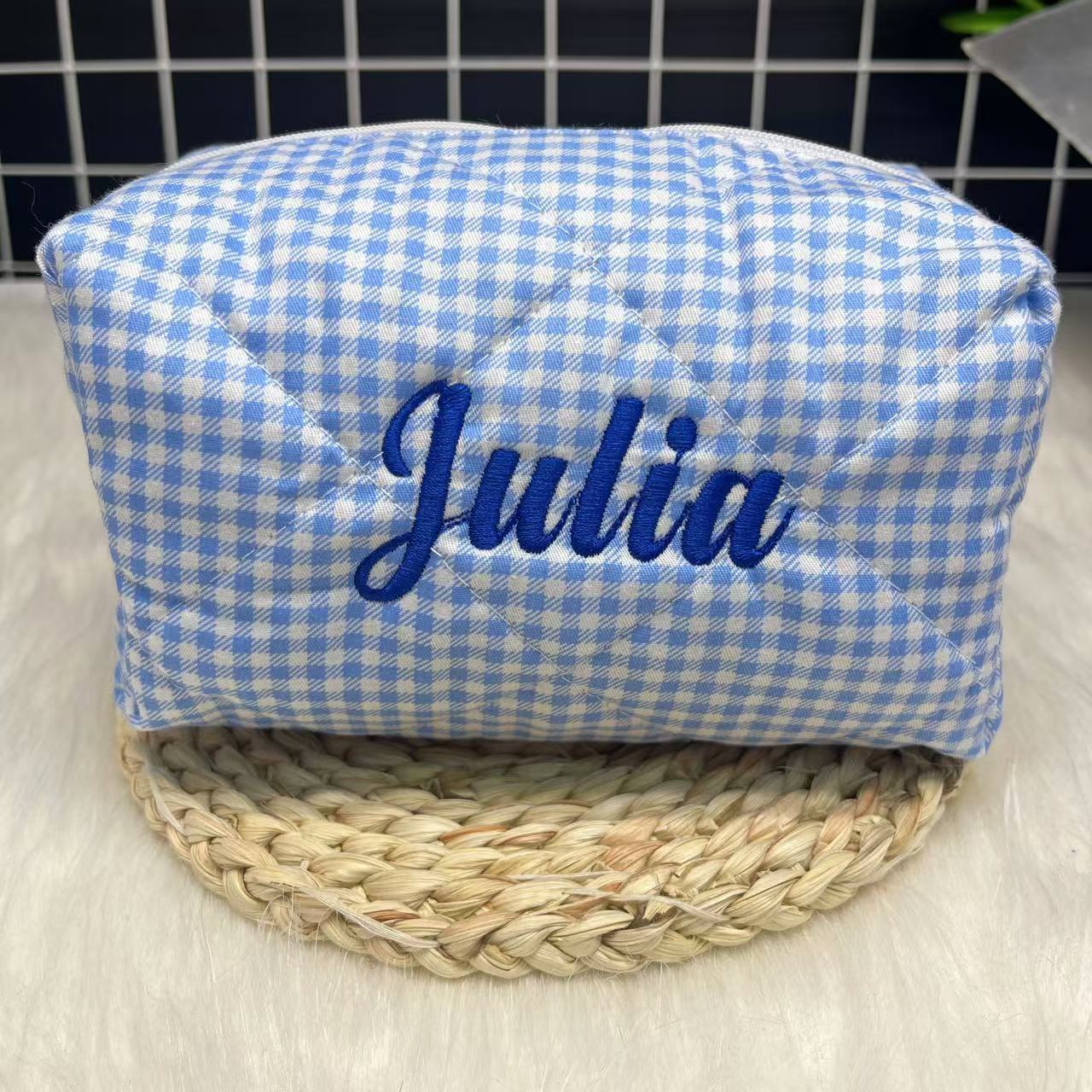Travel Accessories Toiletries - Large Capacity Striped Cosmetic Bag with