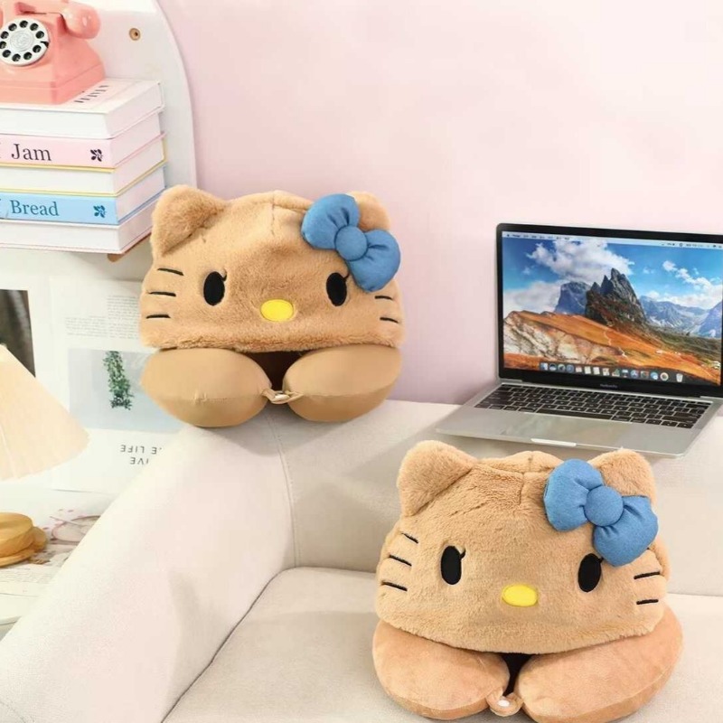 Kitty Hooded U-shaped Pillow T - Travel Pillow Inflatable ulasan dan harga
