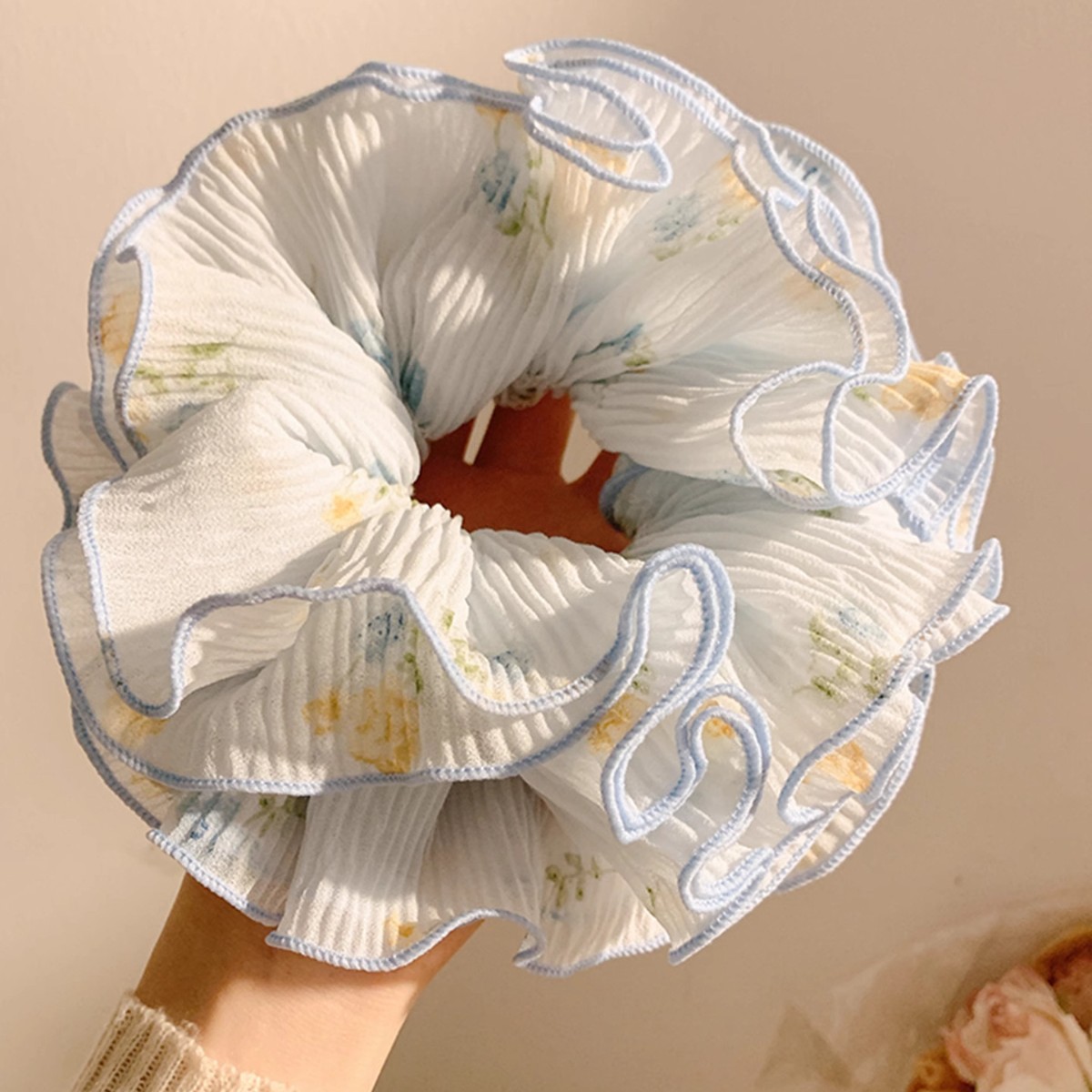 Elegant Blue Floral Hair Tie W - Travel Accessories Aesthetic ulasan dan harga