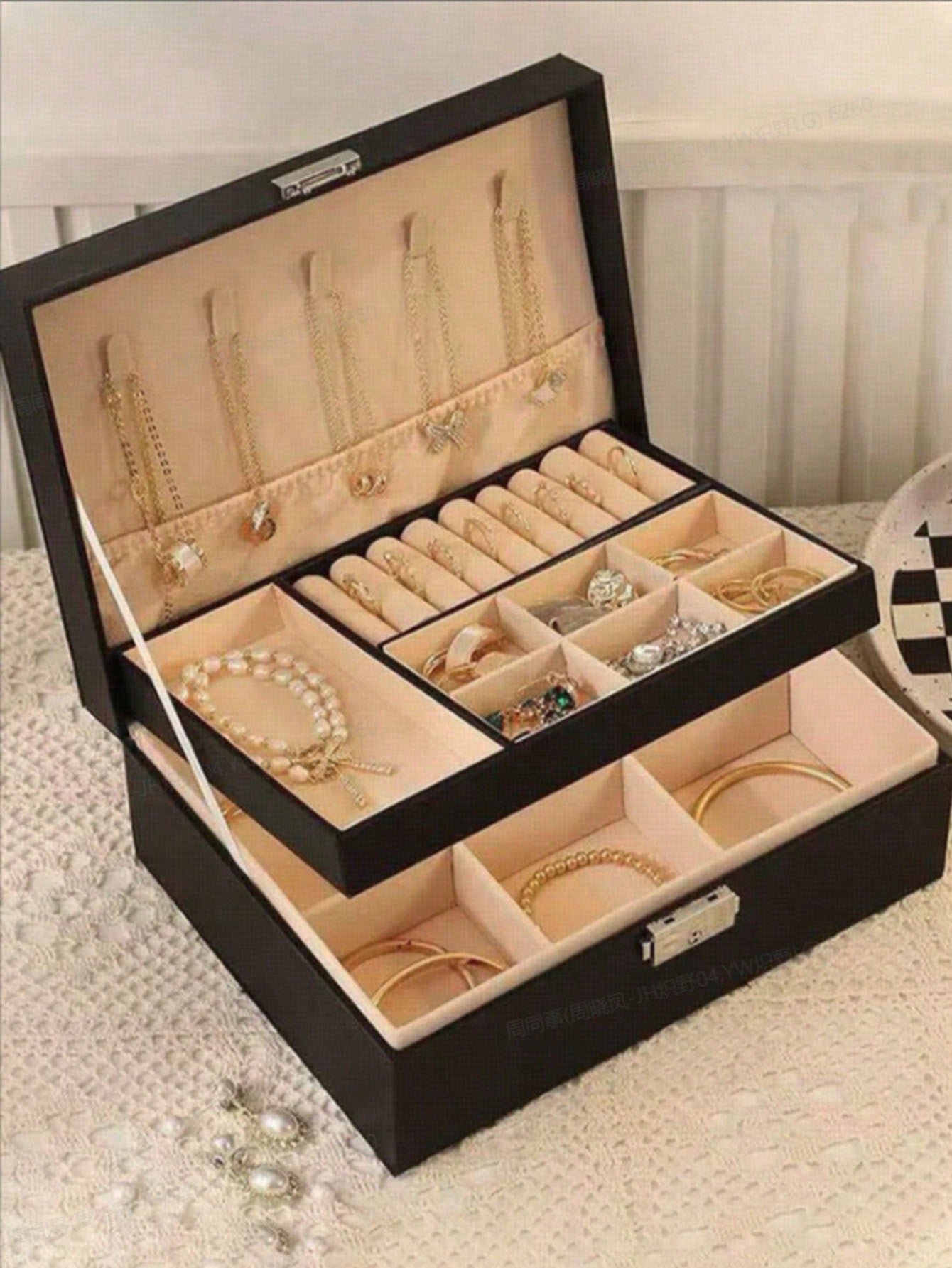 1pc Dual Layer Large Capacity  - Accessories Travel Jewelry Box ulasan dan harga