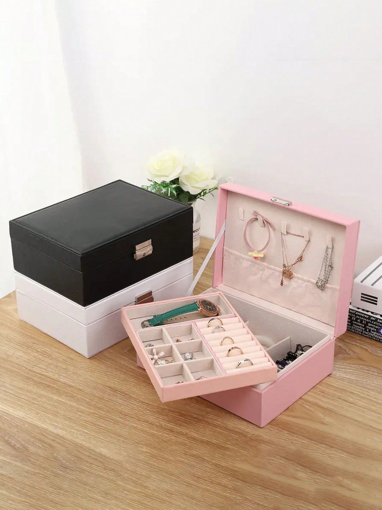 1pc Dual Layer Large Capacity  - Accessories Travel Jewelry Box ulasan dan harga