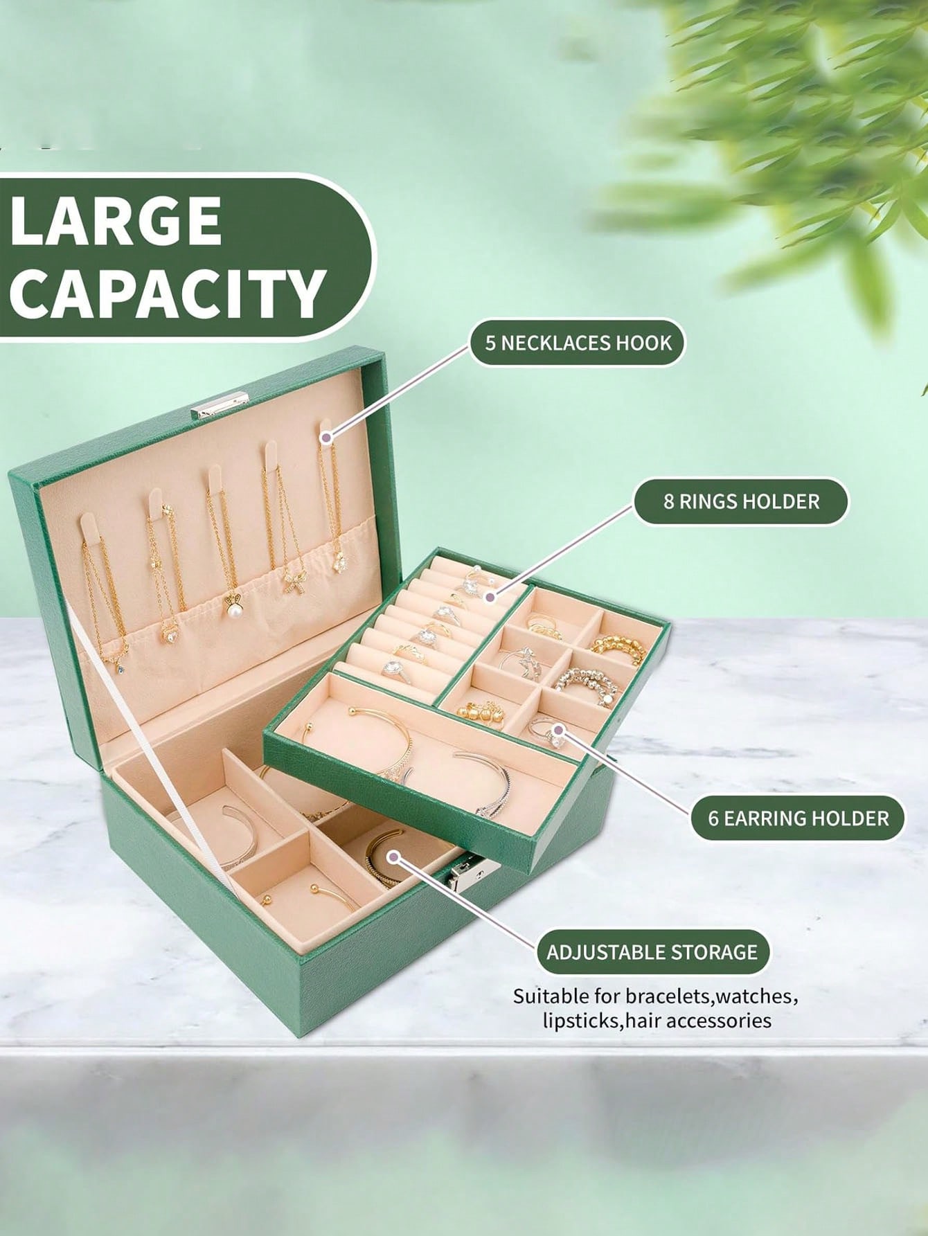 1pc Dual Layer Large Capacity  - Accessories Travel Jewelry Box ulasan dan harga