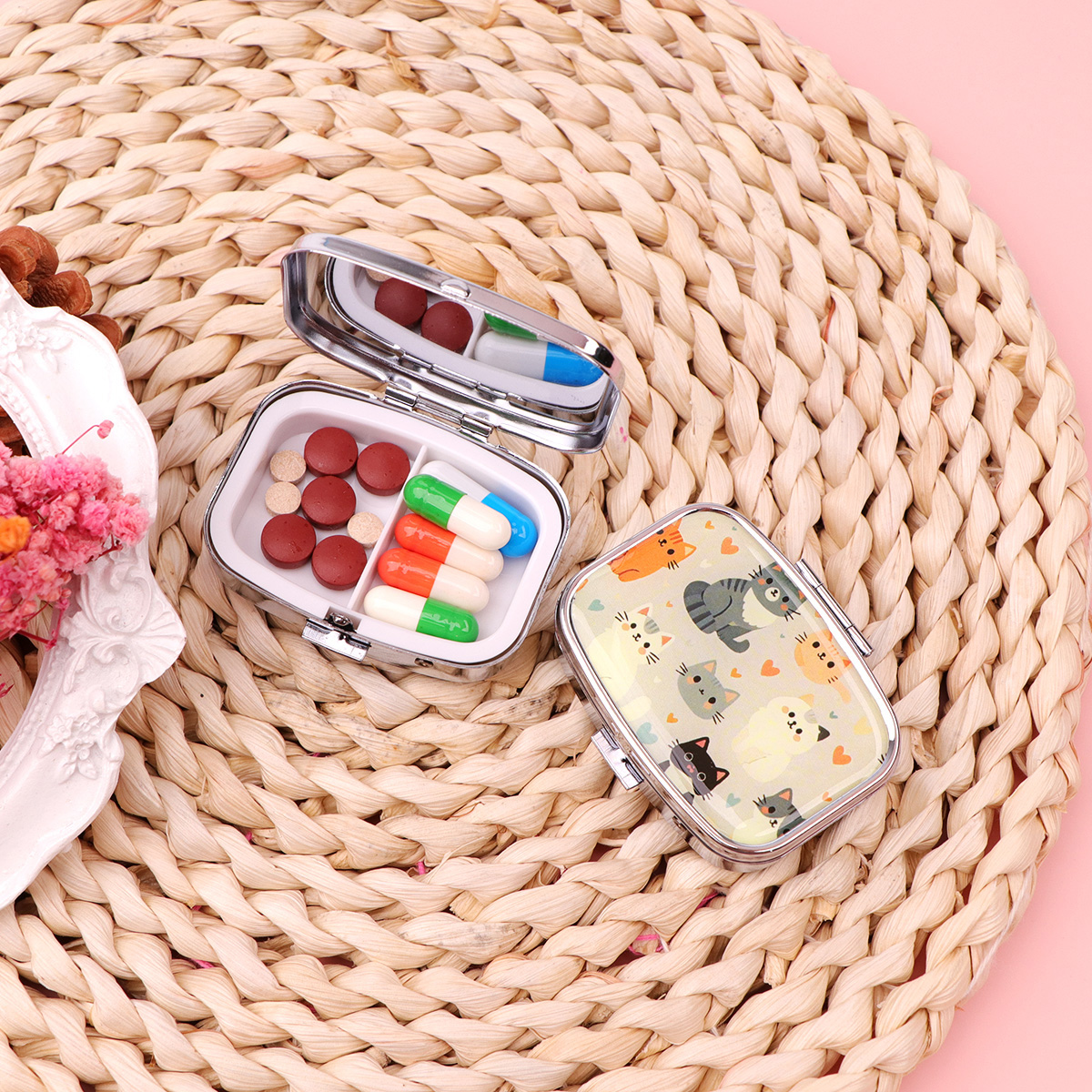 Black Cat Pill Boxes Cartoon A - Accessories Travel Jewelry Box ulasan dan harga