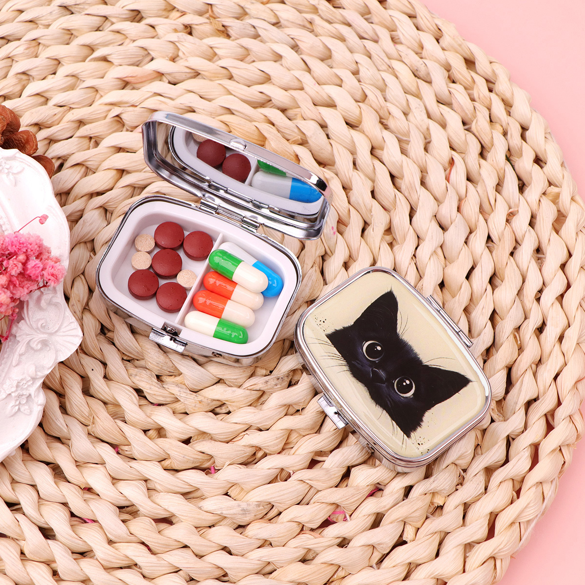 Black Cat Pill Boxes Cartoon A - Accessories Travel Jewelry Box ulasan dan harga