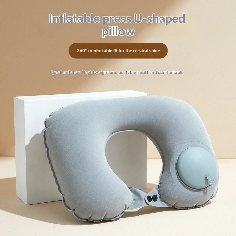 Flocking Self Inflatable Porta - Travel Pillow Inflatable ulasan dan harga