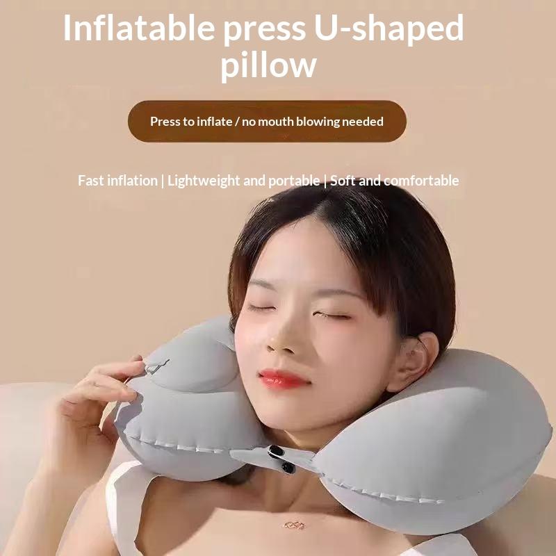Flocking Self Inflatable Porta - Travel Pillow Inflatable ulasan dan harga