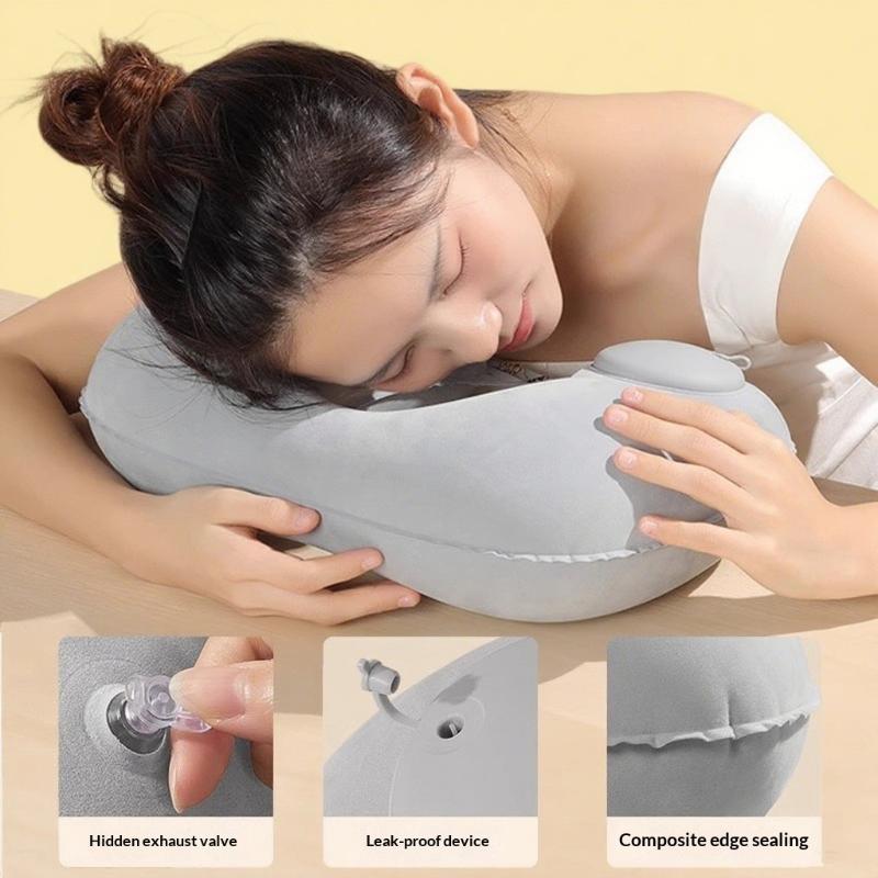 Flocking Self Inflatable Porta - Travel Pillow Inflatable ulasan dan harga