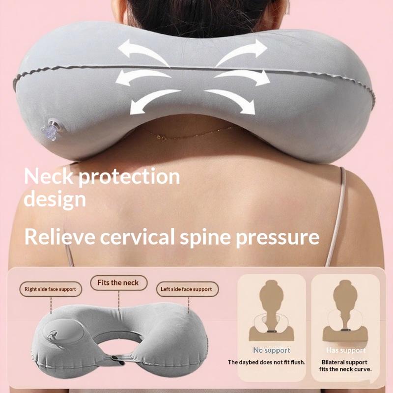 Flocking Self Inflatable Porta - Travel Pillow Inflatable ulasan dan harga