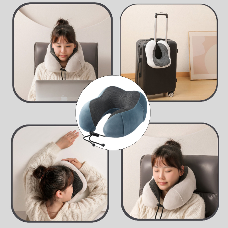 U Shaped Memory Foam Neck Pill - Travel Pillow Inflatable ulasan dan harga