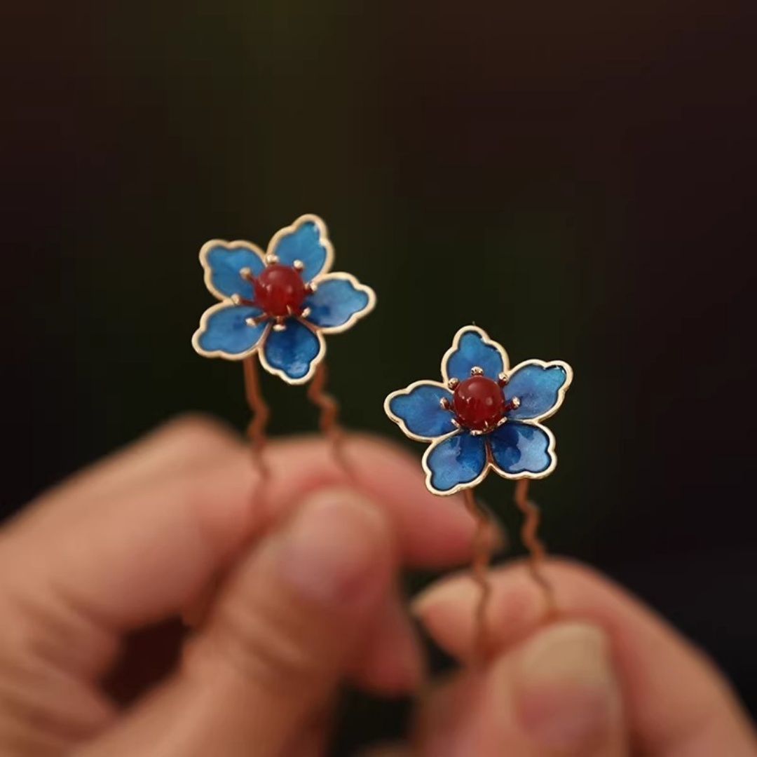 Blue Flower Ancient-Style Hanf - Travel Accessories Aesthetic ulasan dan harga