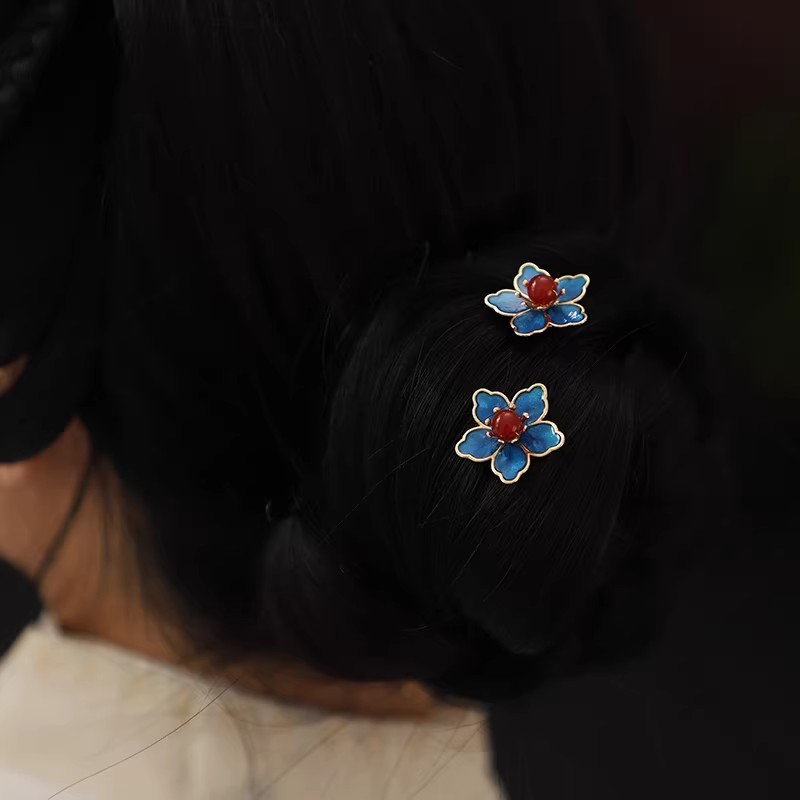Blue Flower Ancient-Style Hanf - Travel Accessories Aesthetic ulasan dan harga