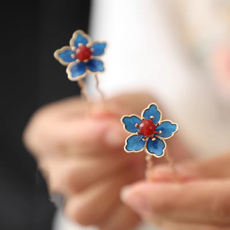 Blue Flower Ancient-Style Hanf - Travel Accessories Aesthetic ulasan dan harga