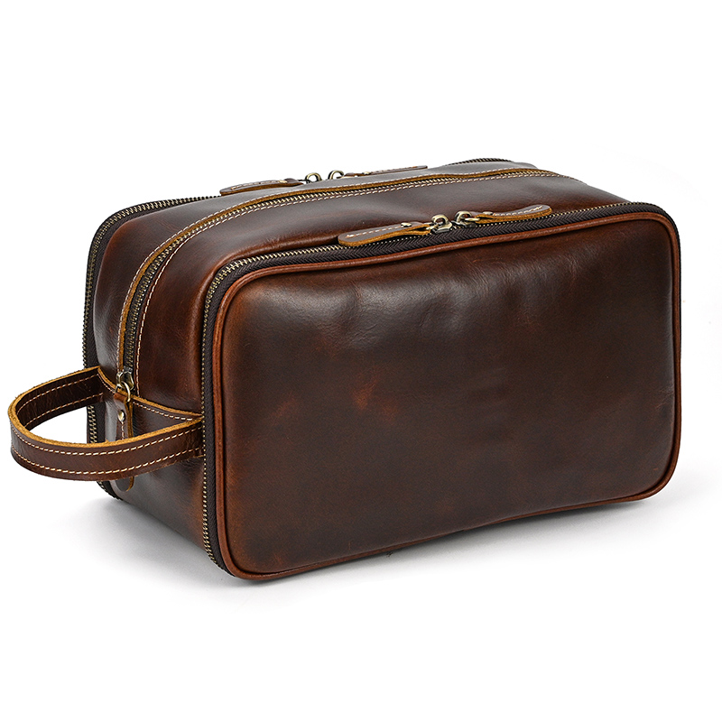 Cowhide Toiletry Bag Men Leath - Travel Accessories Toiletries ulasan dan harga