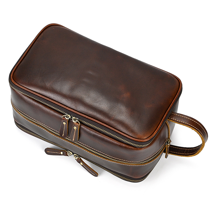 Cowhide Toiletry Bag Men Leath - Travel Accessories Toiletries ulasan dan harga