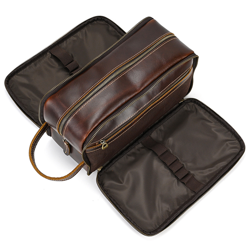 Cowhide Toiletry Bag Men Leath - Travel Accessories Toiletries ulasan dan harga